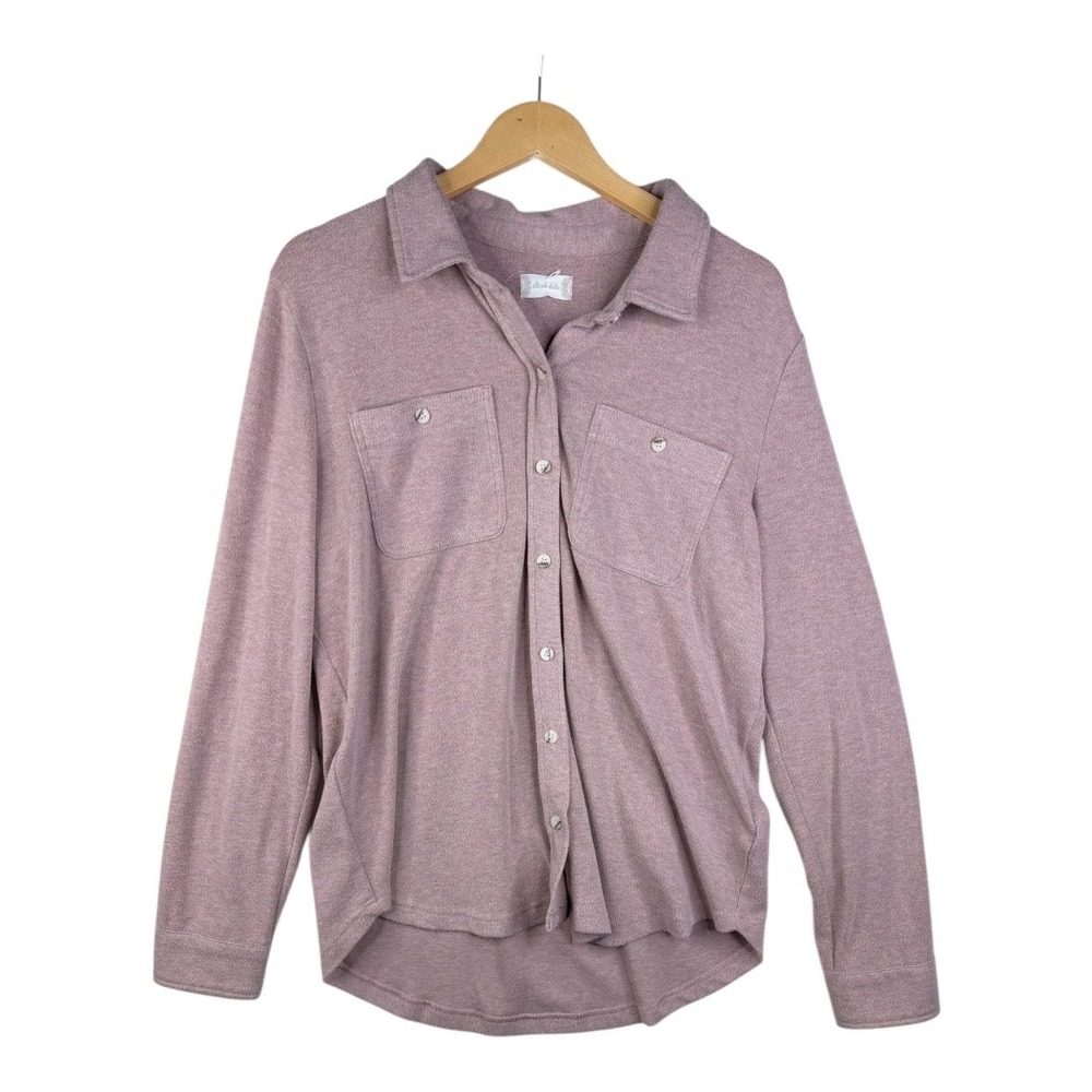 Altar'd State Long Sleeve Front Pocket Button Up Shirt size Large Pink
